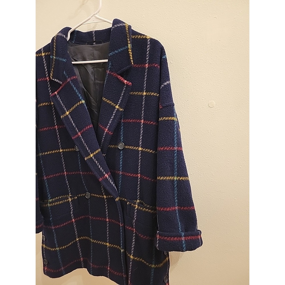 Marella Made in Italy US Size 10 Vintage Wool Lazy Plaid Jacket Oversized Casual - Picture 4 of 9